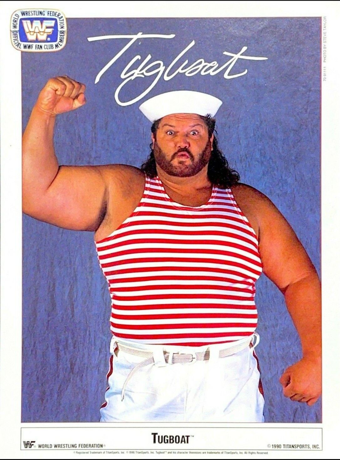 WWE TUGBOAT 1990 OFFICIAL LICENSED 8.5X11 ORIGINAL FACSIMILE PROMO Photo Poster painting