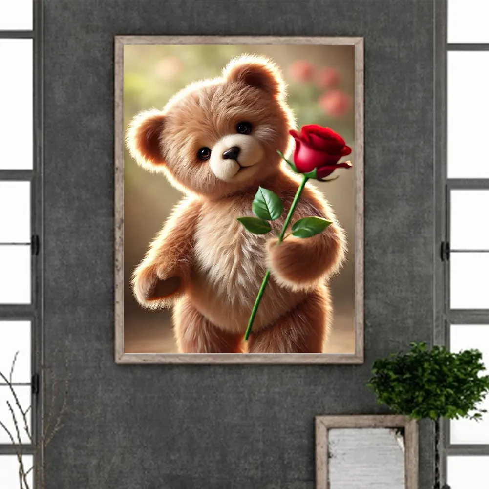 Diamond Painting - Full Round Drill - Rose Bear(Canvas|30*40cm)