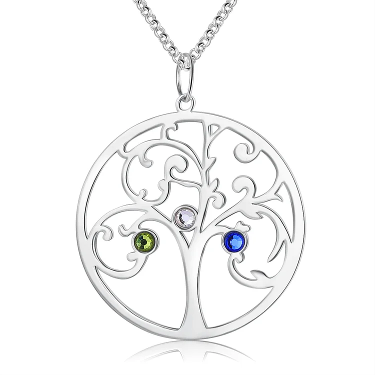 Family Tree Necklace 3 Birthstones Personalized Family Necklace Gift for Mom