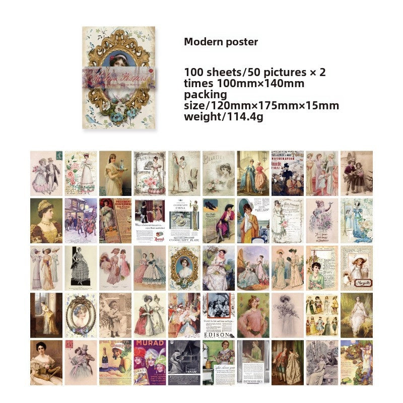 Vintage Material Paper Book Life Morning Evening Series Paste Diary Diy Decoration Base Material 100 Sheets In