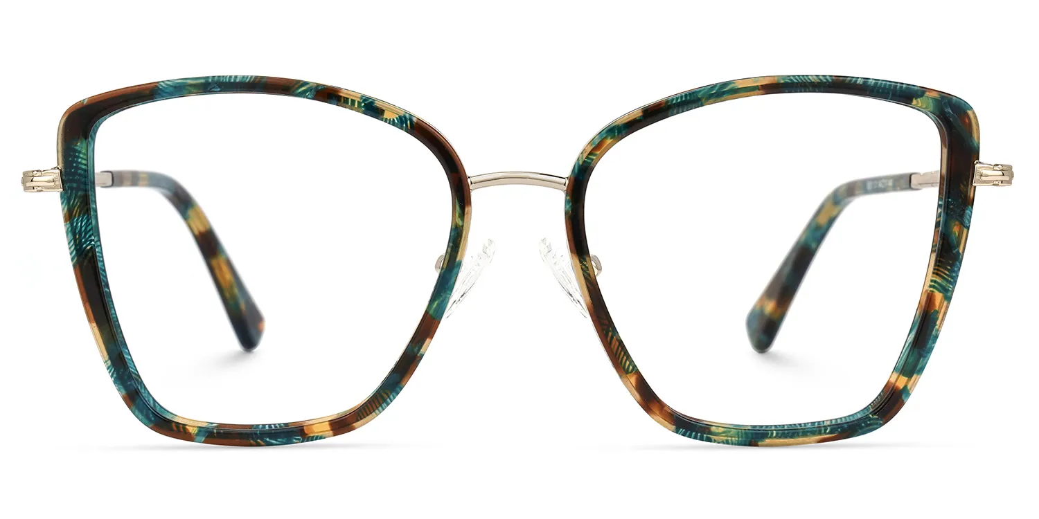 Peggy Blumendruck-GrÃ¼n Cateye Brille Blumendruck-GrÃ¼n