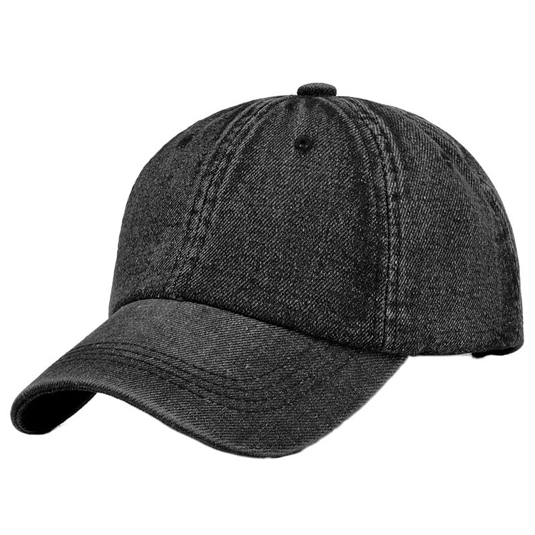 Unstructured Denim Baseball Cap Solid Ball Hats for Men Women 6 Panel Cap with Embroidery Texts