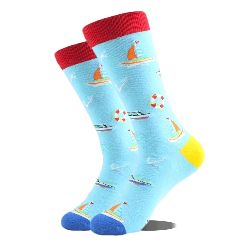 Unisex Cute Printing Animal Color Block Cotton Ankle Socks A Pair