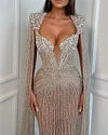 Women's Shawl Mesh Sequin Dress