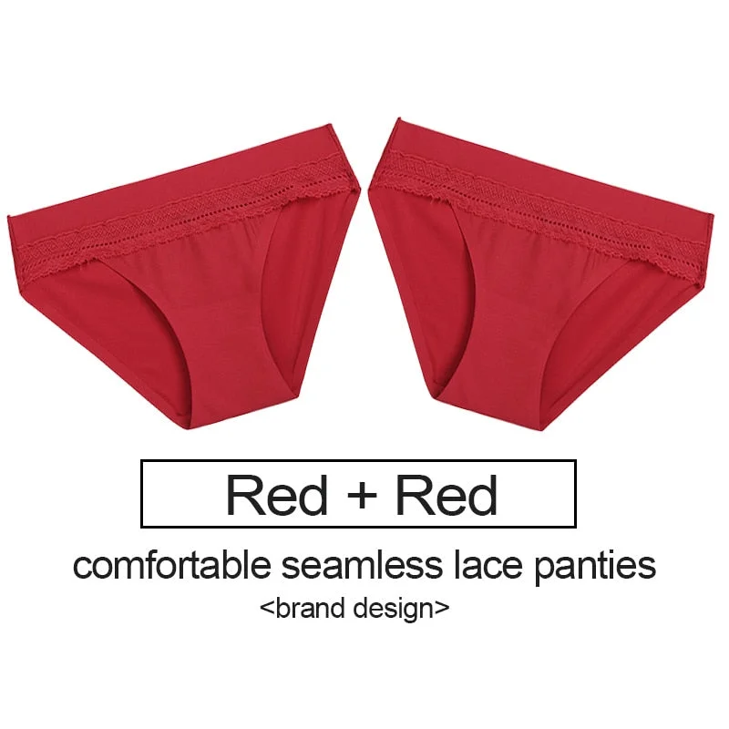 2PCS/Set Lace Panties Women's Underwear Female Lingerie Seamless Panties Underpants Sexy Briefs Intimates Woman Girls Pantys