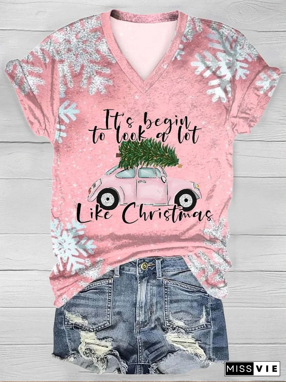 Women's It's Begin To Look A Lot Like Christmas Short Sleeve T-Shirt