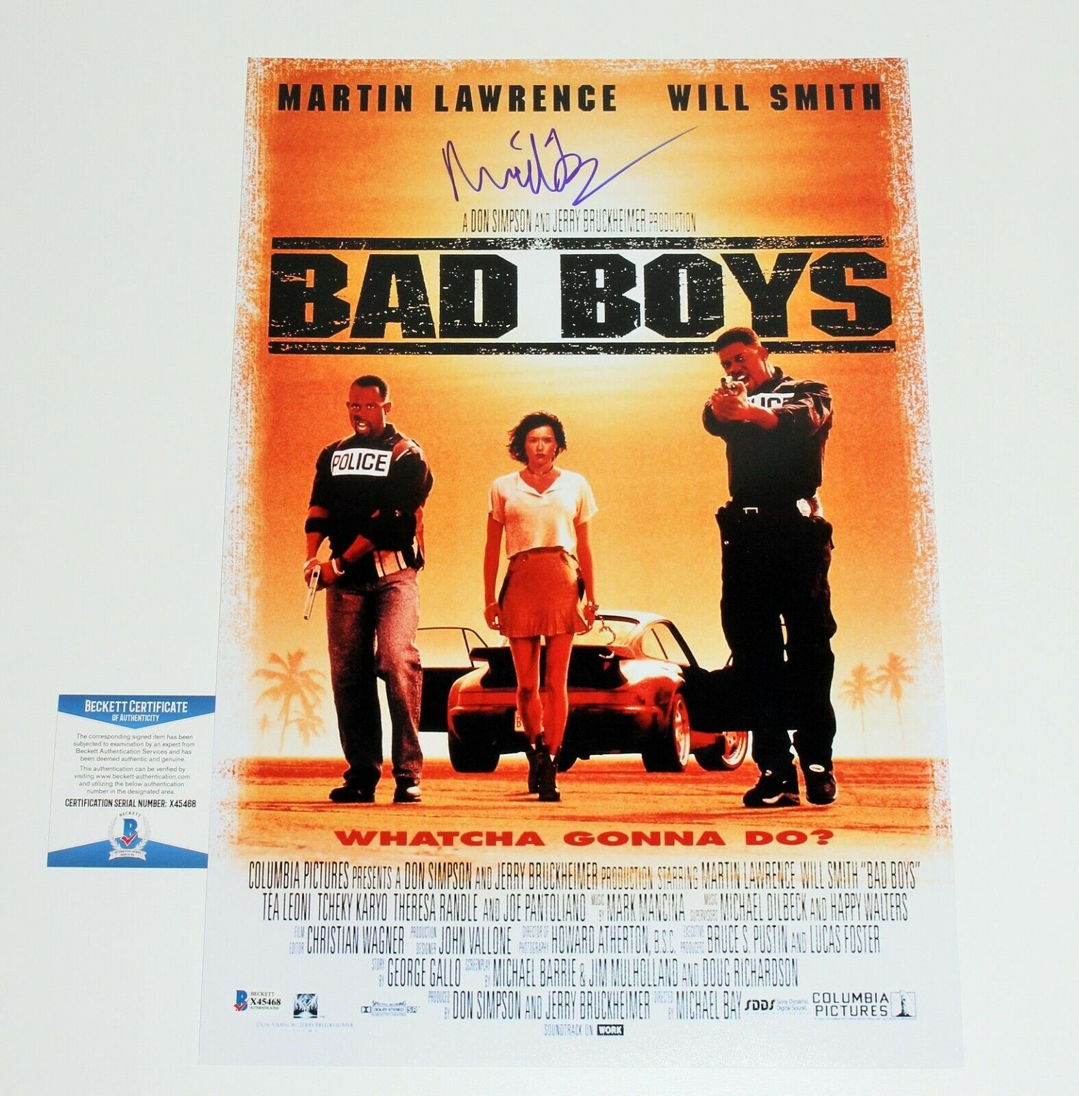 DIRECTOR MICHAEL BAY SIGNED 'BAD BOYS' 12x18 MOVIE POSTER BECKETT COA WILL SMITH