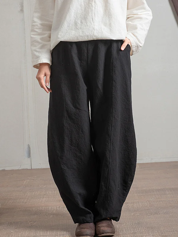 Simple High Waisted Solid Color Wide Leg Pants