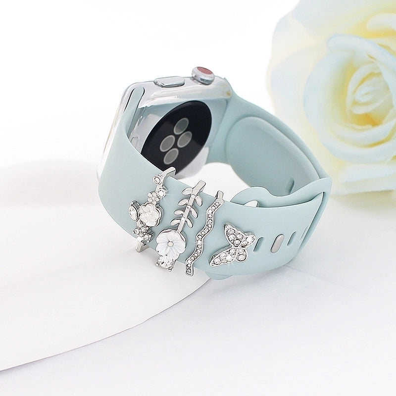 Minimalist Flower Butterfly Metal Watch Strap