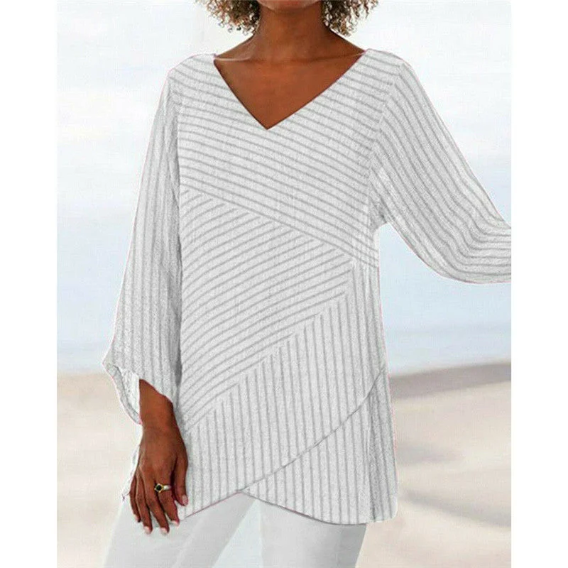 Women's Loose Striped Print Casual T-shirt