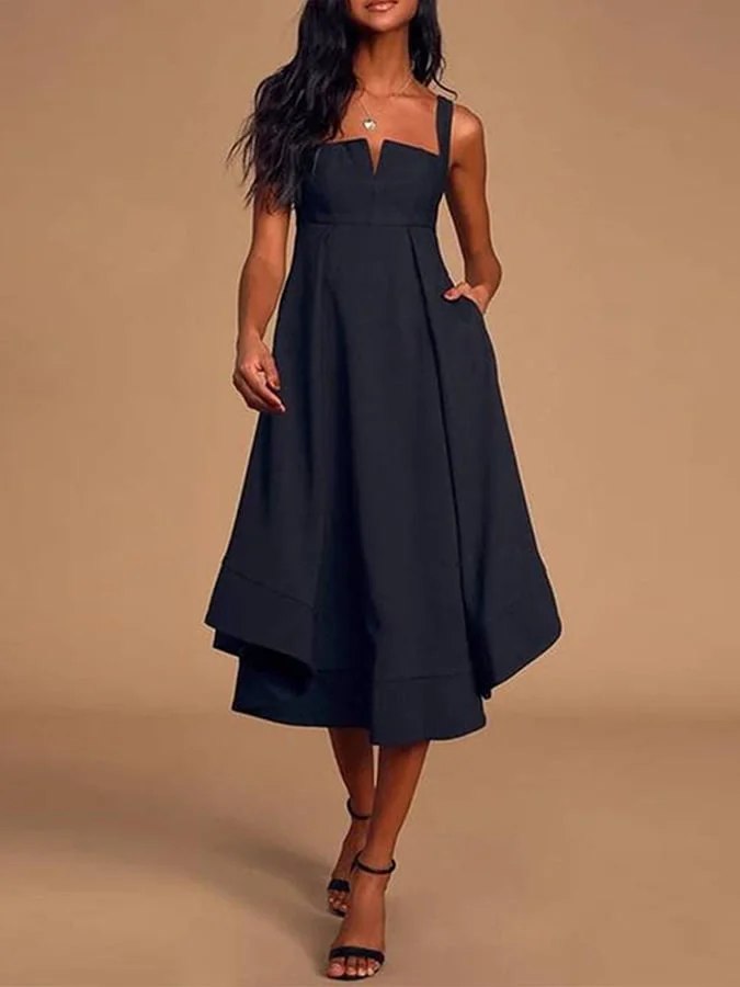 Women's Chic Empire Waist Strap Midi Dress