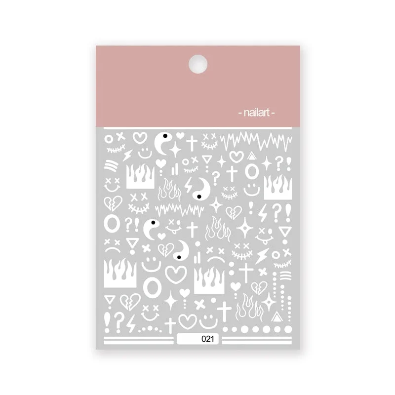 Various Patterns Smiles High Quality 3D Engraved Nail Stickers Nail Art Decorations Nail Decals Design