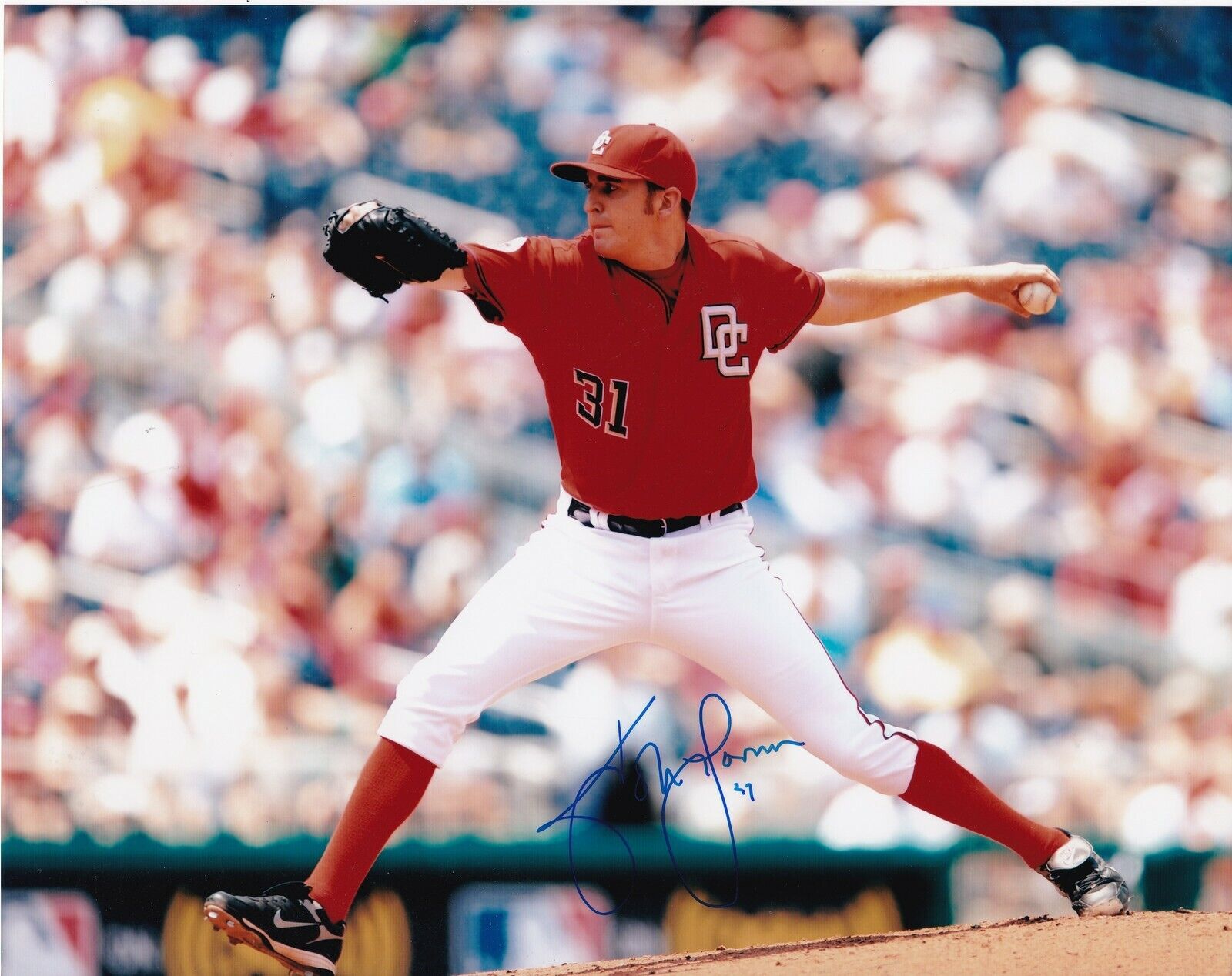 JOHN LANNAN WASHINGTON NATIONALS ACTION SIGNED 8x10