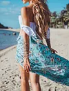 Floral-Print Off-The-Shoulder Top + Falbala Maxi Skirt Two Piece Suit