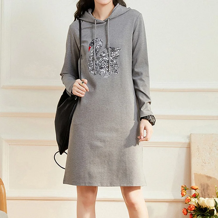 Shift Long Sleeve Animal Casual Dresses QueenFunky