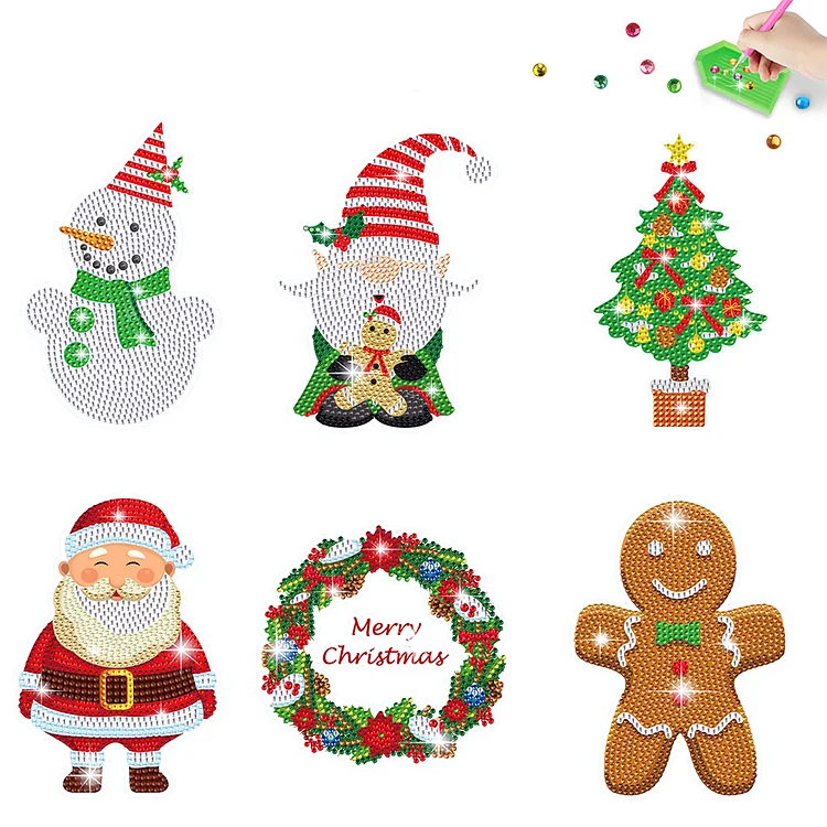 6 PCS Christmas Hummingbird Diamonds Painting Stickers Kit for Boy Girls Gift