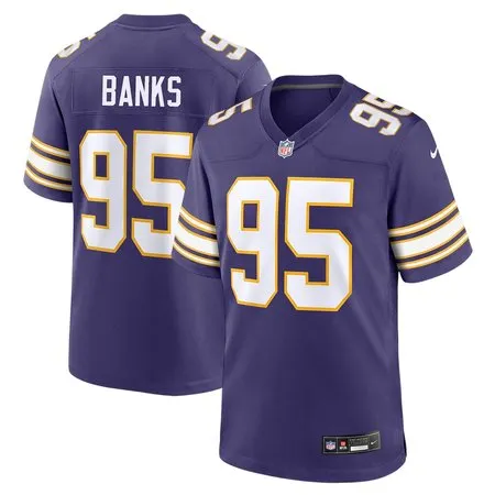 Men's Minnesota Vikings #95 Caleb Banks Purple 2026 NFL Draft Game Jersey