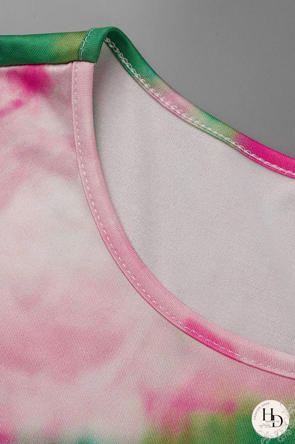 Orange Green Fashion Casual Letter Print Tie-dye O Neck Short Sleeve Dress Dresses