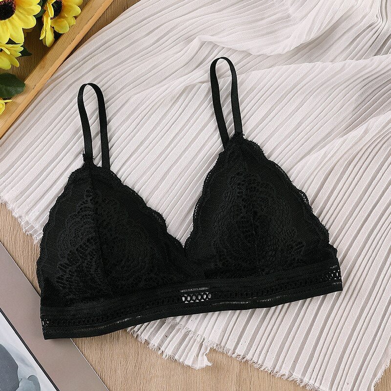 Women Lace Bra Seamless Underwear Push Up Backless Vest Sexy Padded Bralette Lingerie Triangle Cup Ultrathin Bra Female Intimate