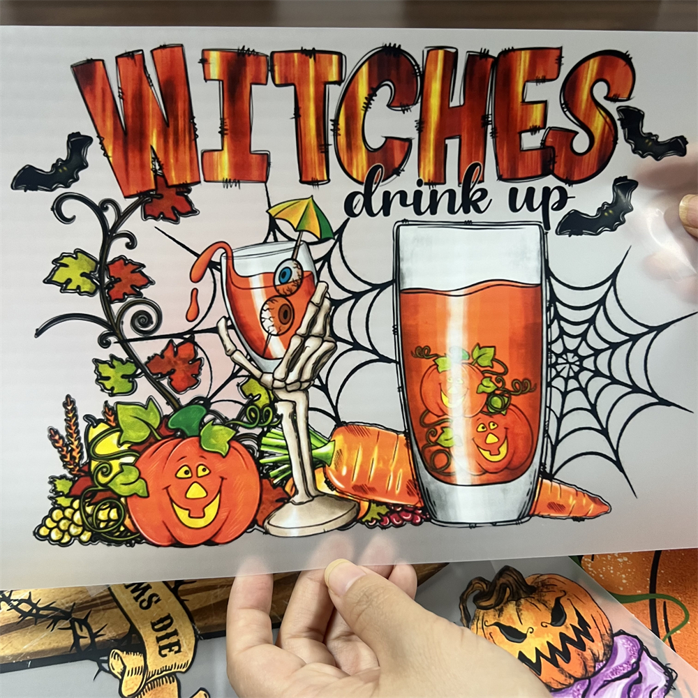 Witches drink up halloween t shirt decoration heat press sticker dtf print