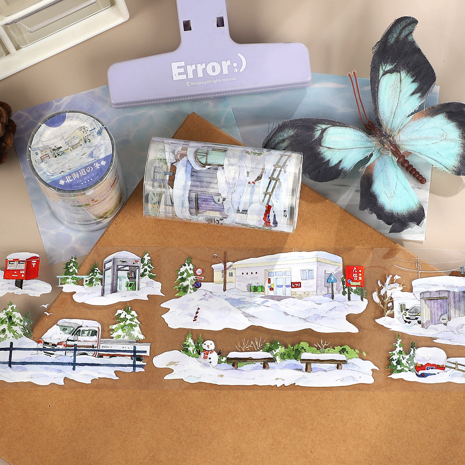 PET 테이프 - 70mm*5m 빈티지 겨울 설경 마을