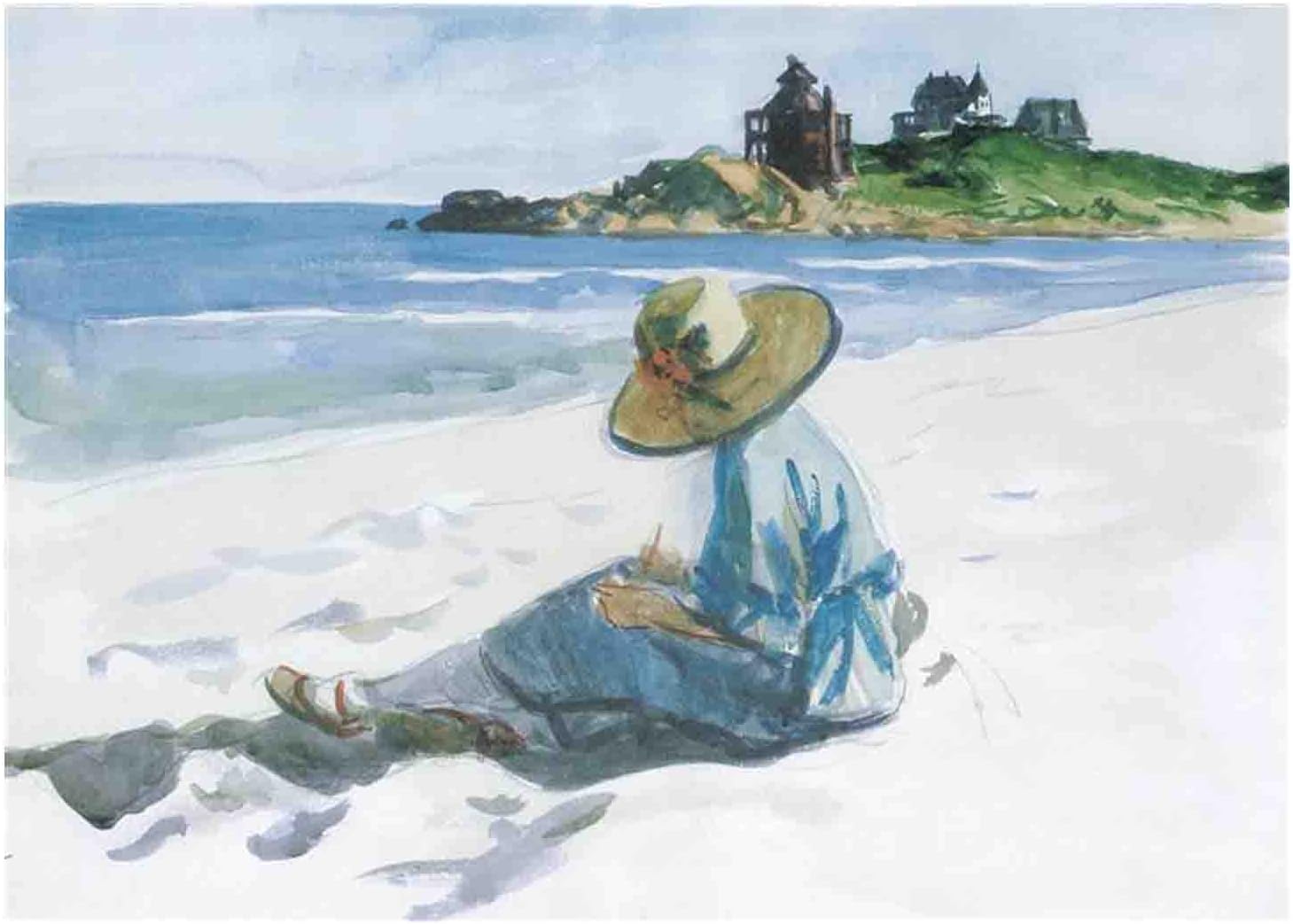 Canvas Print Wall Art Famous Painting Reproduction Beach by Edward Hopper Giclee Ashcan School Canvas Pictures for Wall Decor Living Room Office Bedroom Home Decor 35x48cm 14 inch x19 inch Unframed Unframed