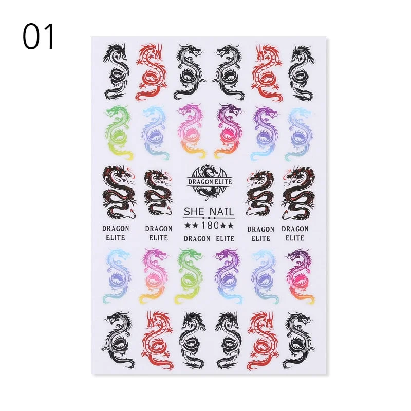 1 Pc Black Snake 3D Nail Stickers for Nails Geometry Animal Texture Design Manicure Dragon Nail Art Decals Sliders DIY Decor-Nail Inspo