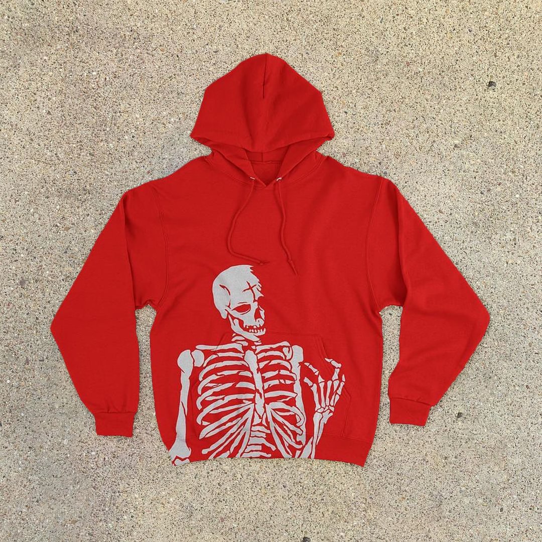 Personalized Skull Print Long Sleeve Men's Hoodie
