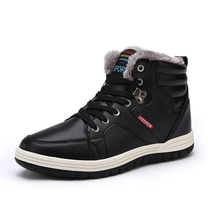 Men Winter Waterproof Ski Plush Snow Boots with Fur