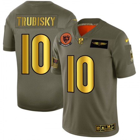 Men's Chicago Bears #10 Mitchell Trubisky  2019 Olive/Gold Salute To Service Limited Stitched NFL Jersey