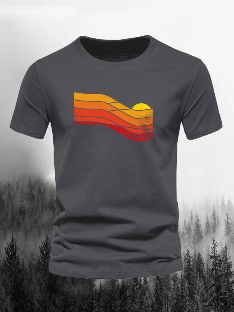 Men's Retro Sunset Short-Sleeved Shirt 1970s in  mildstyles