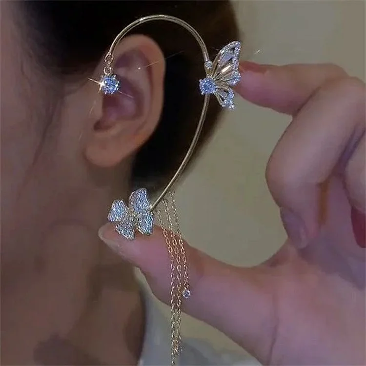 Butterfly Tassel Style Zircon Earrings Verceri