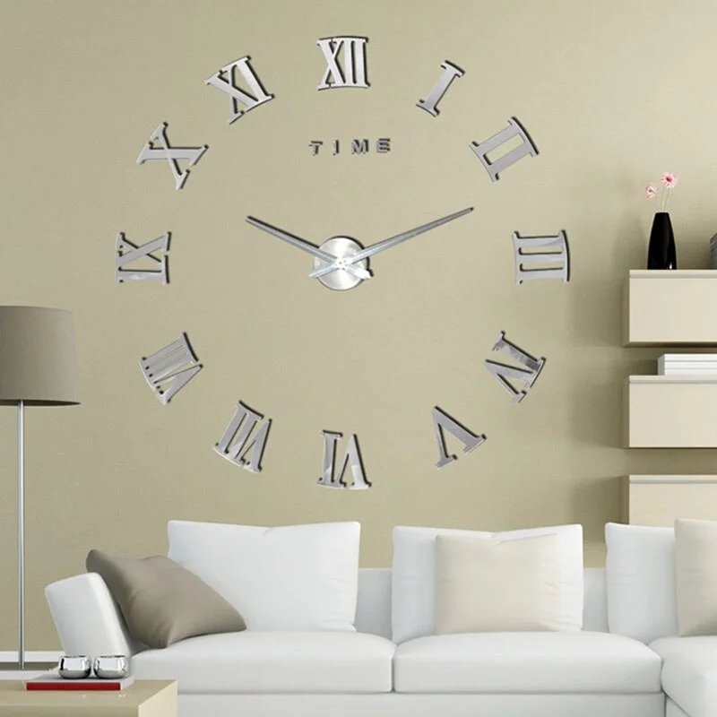 Roman Numerals Wall Clock Acrylic Material Self-adhesive Modern Home Decor 3D DIY Digital Wall Clocks Stickers Living Room