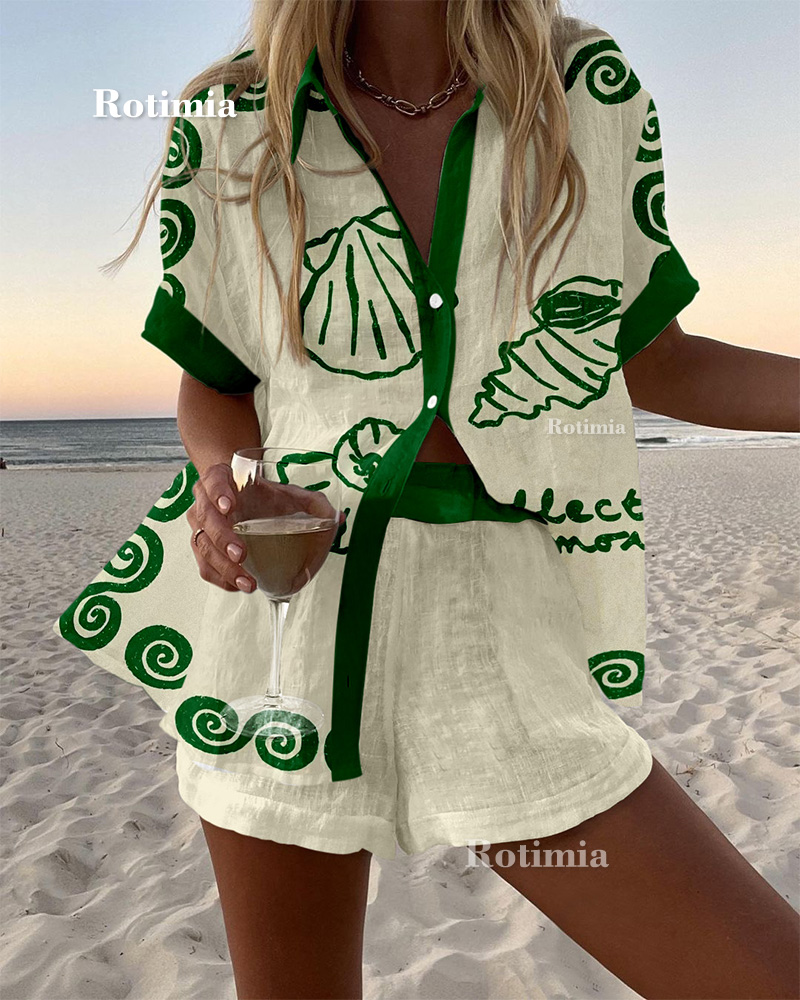 Sea Shell Printed Shirt Dress