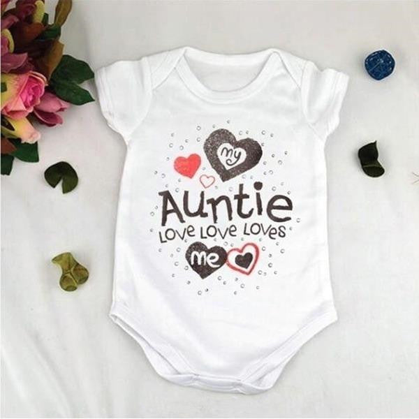 Casual Lovely Baby Kids Romper Bodysuit My Auntie Loves Me Printed Boys ...