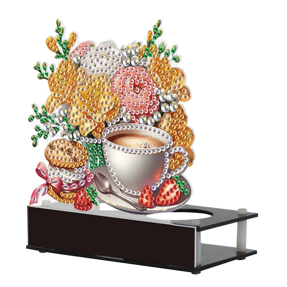Diamond Painting Candle Holder Ornaments Aromatherapy Candle Holder (Coffee)