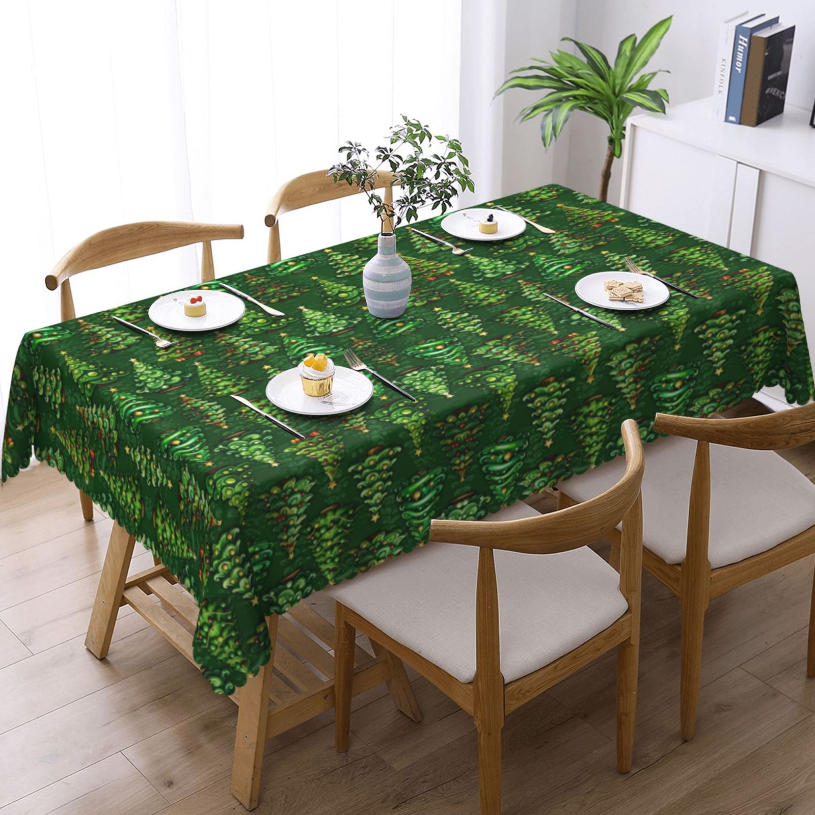 Comstylish Green Christmas Tree Pattern Wallpaper