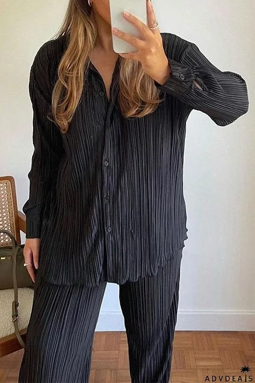 Pleated Oversized Shirt and Trouser Set