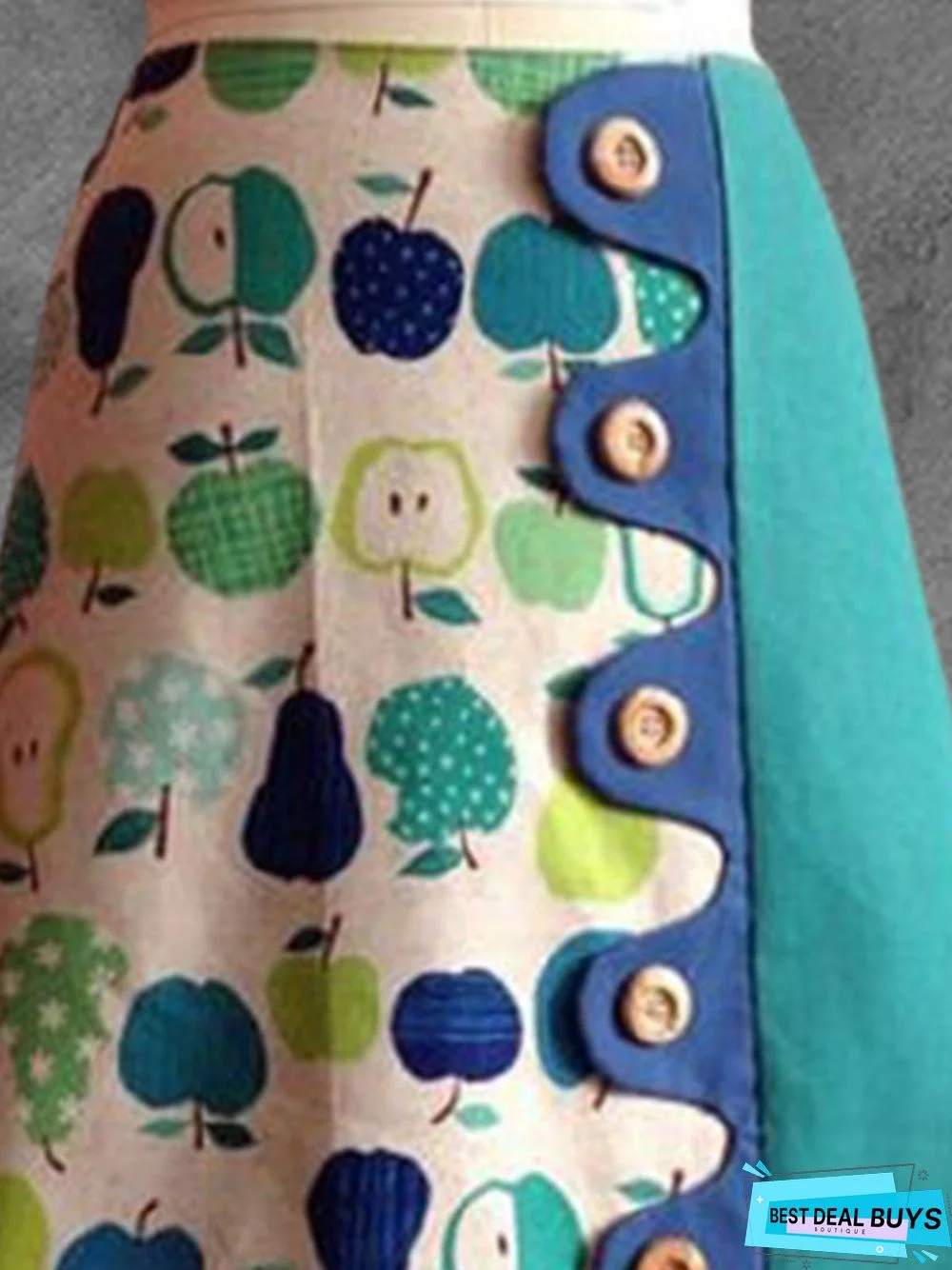 Lake Blue Vintage Casual Printed A-Line Skirt