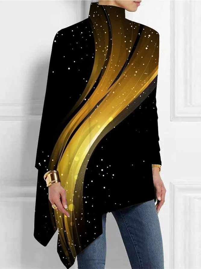 Women Long Sleeve Turtle Neck Printed Tops