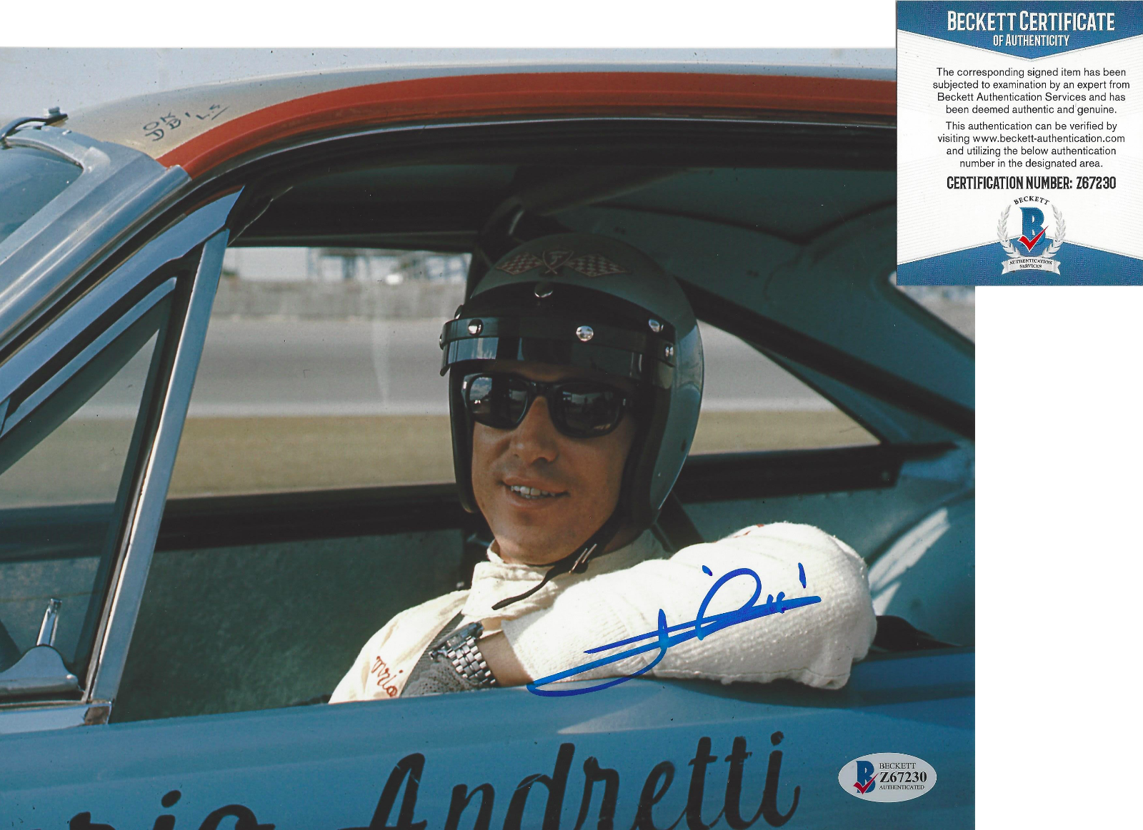 MARIO ANDRETTI FORMULA ONE DRIVER SIGNED 8x10 Photo Poster painting C NASCAR BECKETT COA BAS