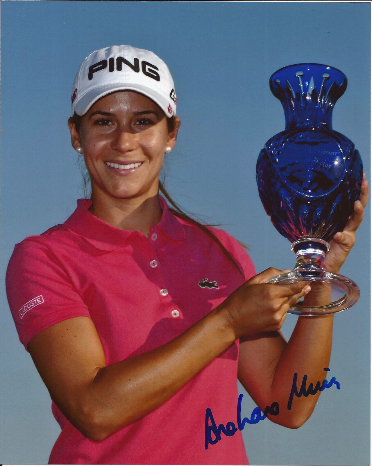 LPGA SPANISH GOLFER AZAHARA MUNOZ SIGNED 8X10 Photo Poster painting W/COA SPAIN 2