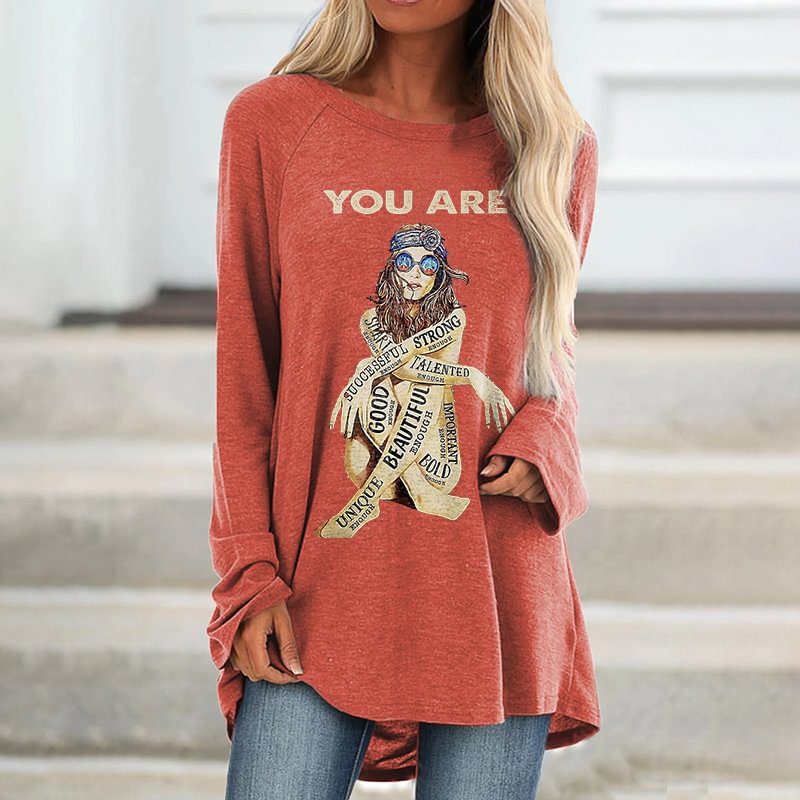 You Are Unique Beautiful Printed Loose Women's T-shirt