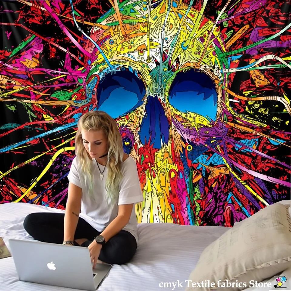 Colorful Skull Tapestry Indian Mandala Tapestry Wall Hanging Bohemian Gypsy Psychedelic Tapiz Witchcraft Tapestry