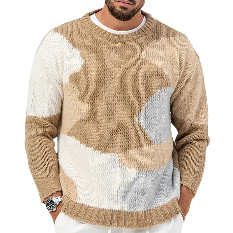 Uveng Uveng Men's Casual Men's Acrystic Knitted Shirt Fashion Round-Neck Long-Sleeved Sweater SY0201