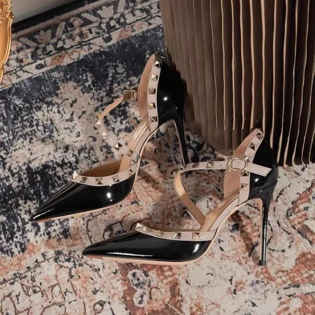 Breakj Breakj Water Drill Buckle And Heel 2025 Summer New Women's High Heels Women's Shoes Large Women's Shoes