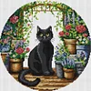 Black Cat In Garden-11CT Stamped Cross Stitch 37*37cm/14.57*14.57in