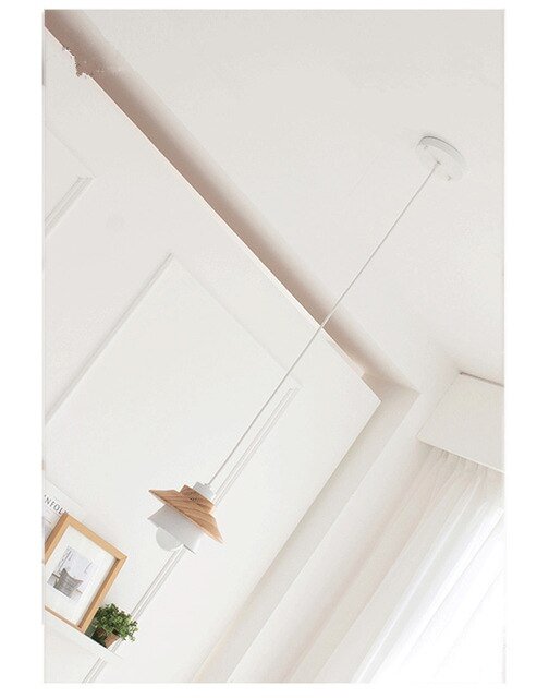 Modern Pendant Lamp Light, Natural Simple Wooden Pendant Light Lighting Fixture For Loft Cafe Bar Living Room Luminaire