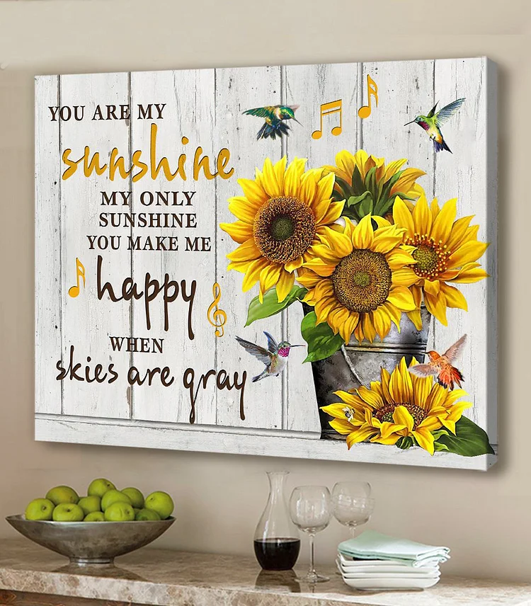 "You Are My Sunshine' Sunflower Canvas Poster Wall Art (without Photo Frame)