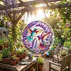 (25cm)DIY Acrylic Jigsaw Puzzle Window Hanging with Hanging Chain DIY Stained Glass Decoration Round Window Puzzle Decor for DIY Craft Project (Stained Glass Hummingbirds)